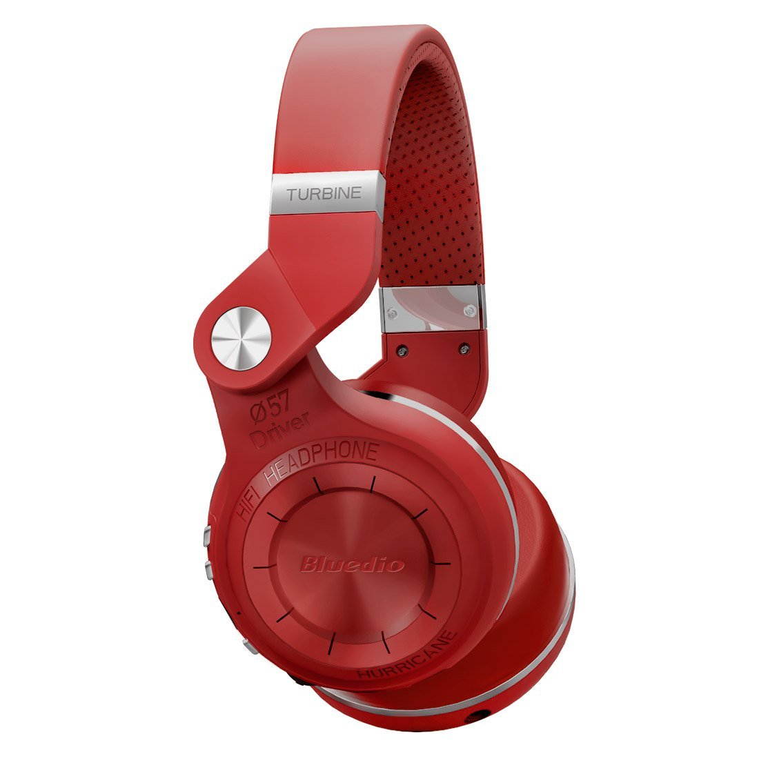 Bluedio T2s Turbine Bluetooth Wireless Stereo Headphones with Microphone 57mm Drivers Rotary Folding(Red)