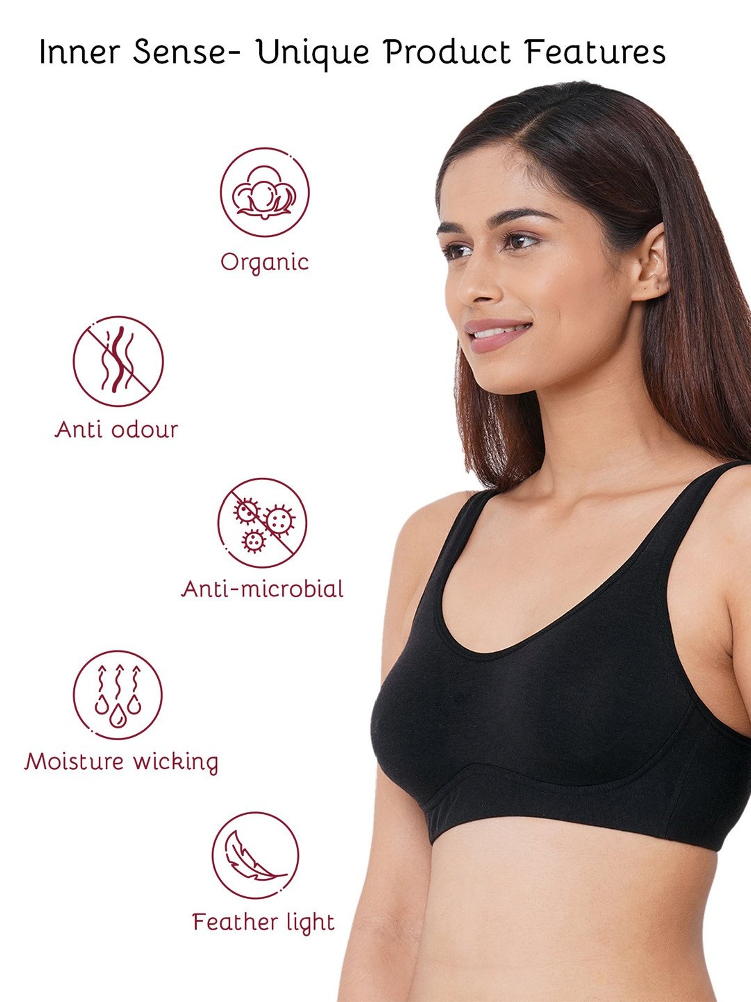 Inner Sense Black Full Coverage Bra - Pack of 3