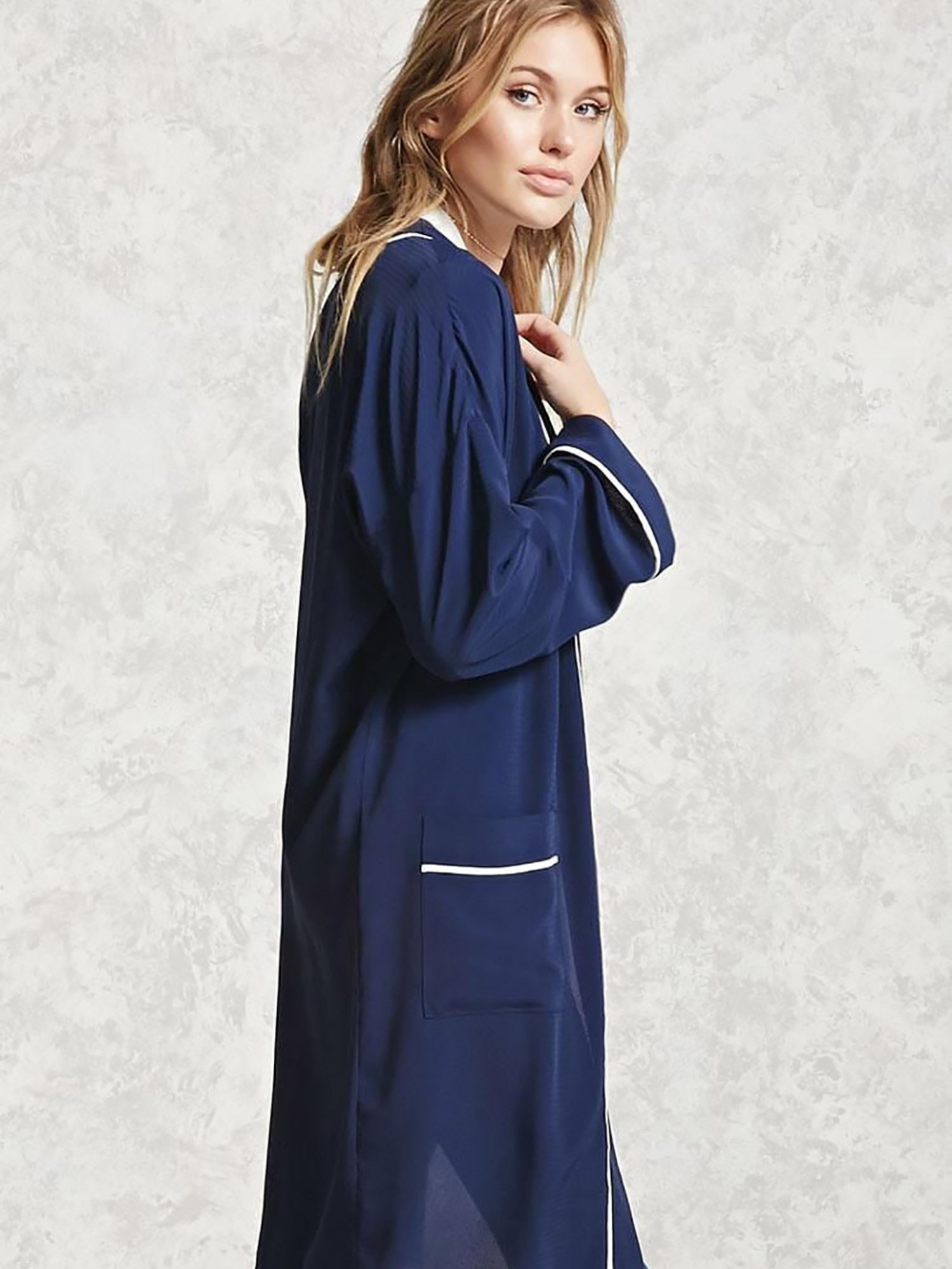 Forever 21 Navy & White Regular Fit Cardigan