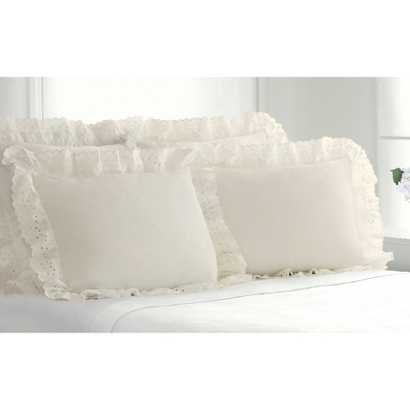 Standard 2pk Eyelet Ruffled Sham Ivory - Fresh Ideas