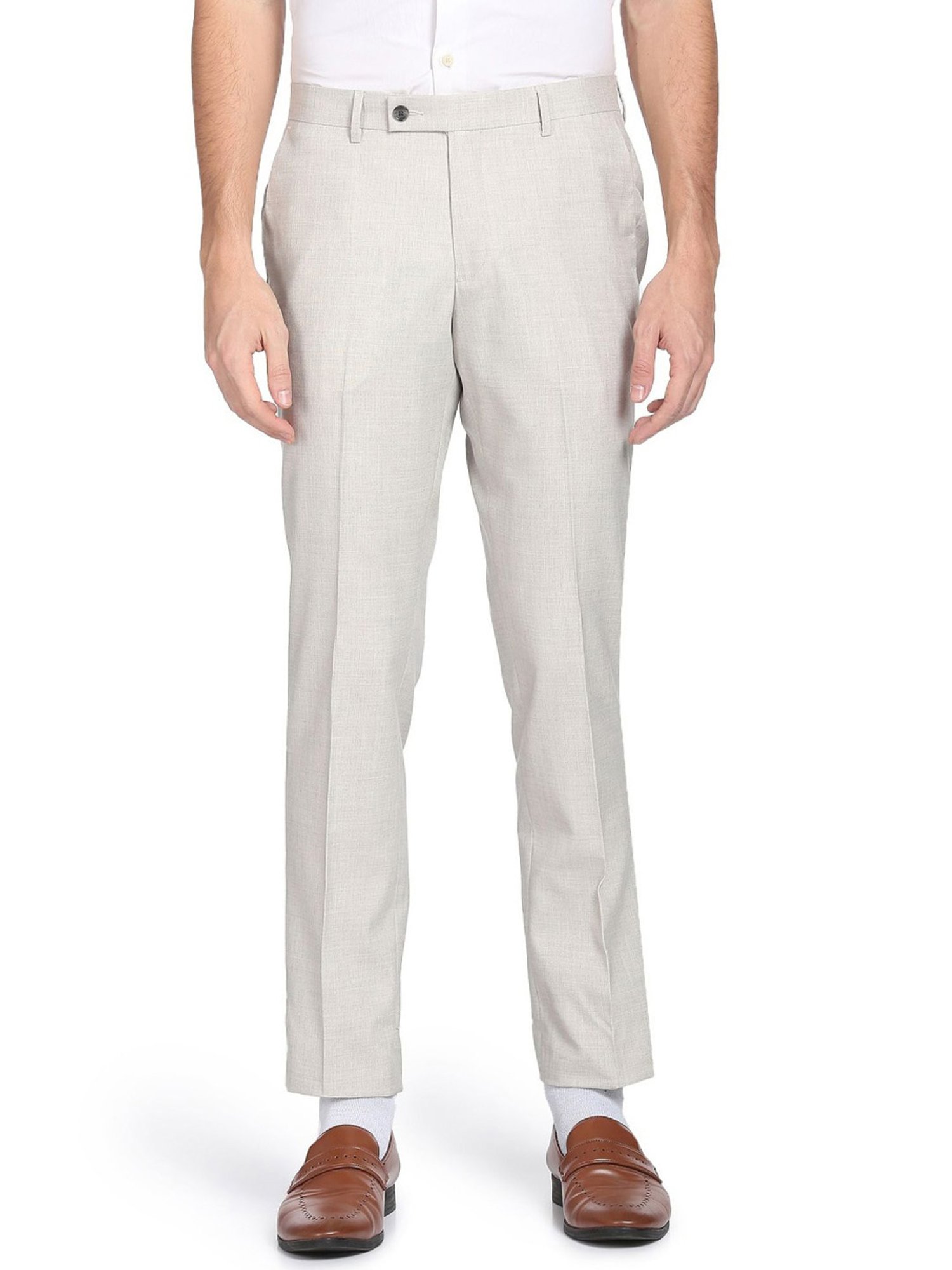 Arrow Grey Regular Fit Texture Trousers