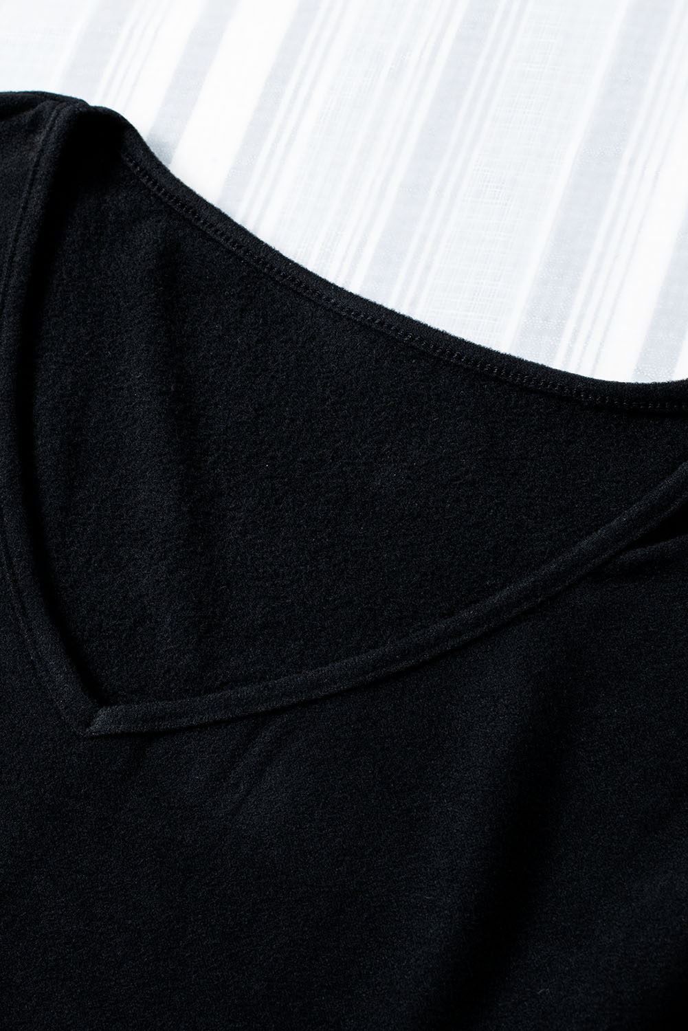 Blank Sweatshirt - Black Casual V Neck Long Sleeve Shirt Customized