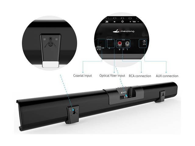 Sound Bars, [2020 Upgraded] Meidong 2.0 Channel Soundbars for TV 40 Watt 35-Inch Speakers Strong Bass Wireless and Wired Bluetooth Home Theater Audio Speakers Included Optical Cable, Remote Control