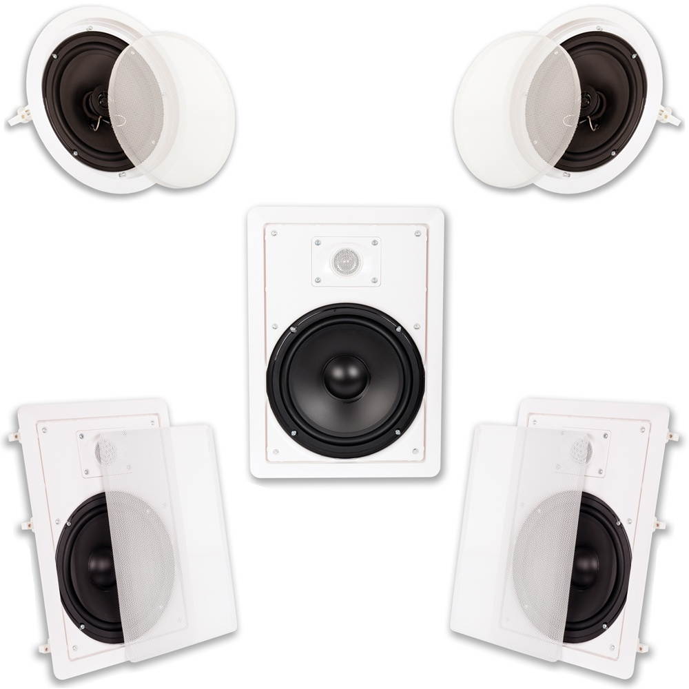 Acoustic Audio HT-85 Flush Mount 5 Speaker Set with 8" Woofers Wall and Ceiling