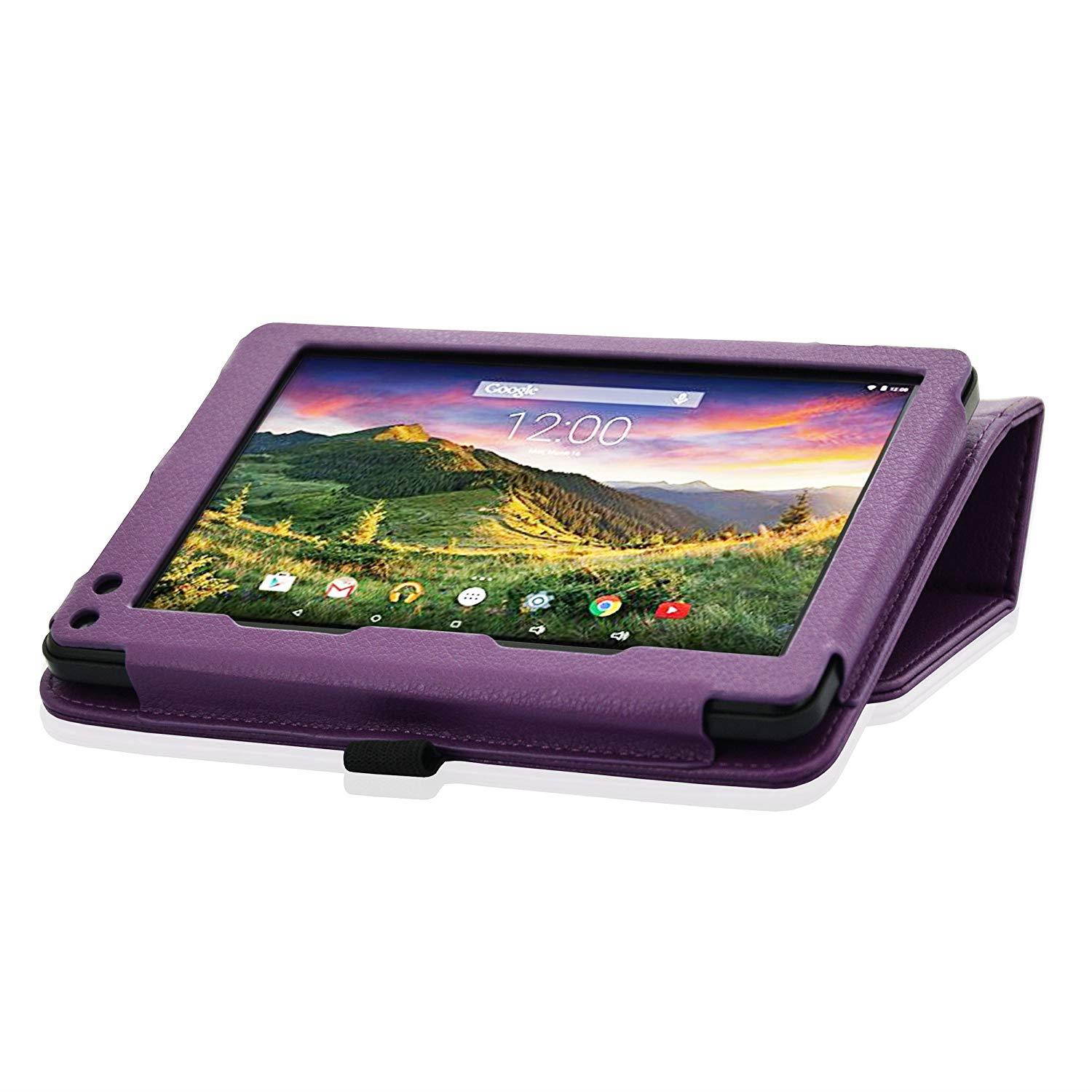 ACdream RCA Voyager 7 Case, Folio Premium PU Leather Cover Case for RCA Voyager (2016, 2017) / RCA Voyager II/RCA Voyager III RCA/RCA Voyager Pro 7" Android Tablet, Dark Purple