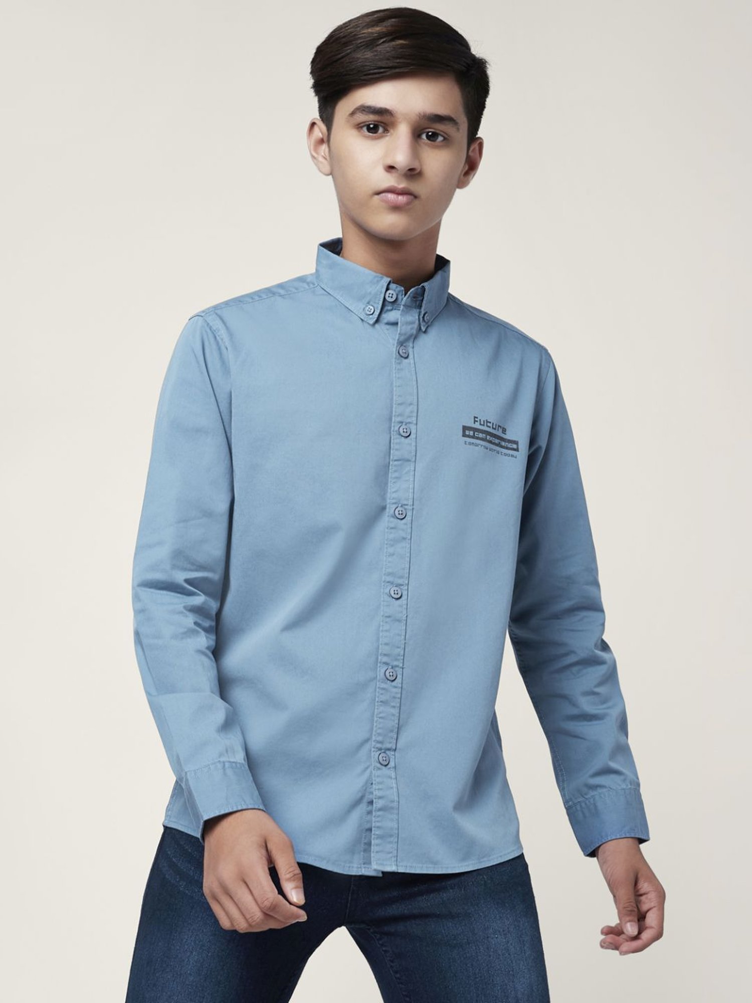 Coolsters by Pantaloons Kids Blue Cotton Printed Full Sleeves Shirt