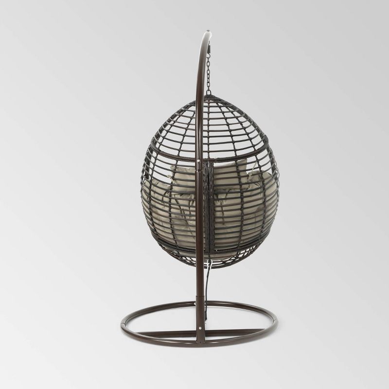 Layla Wicker Hanging Basket Chair Khaki - Christopher Knight Home