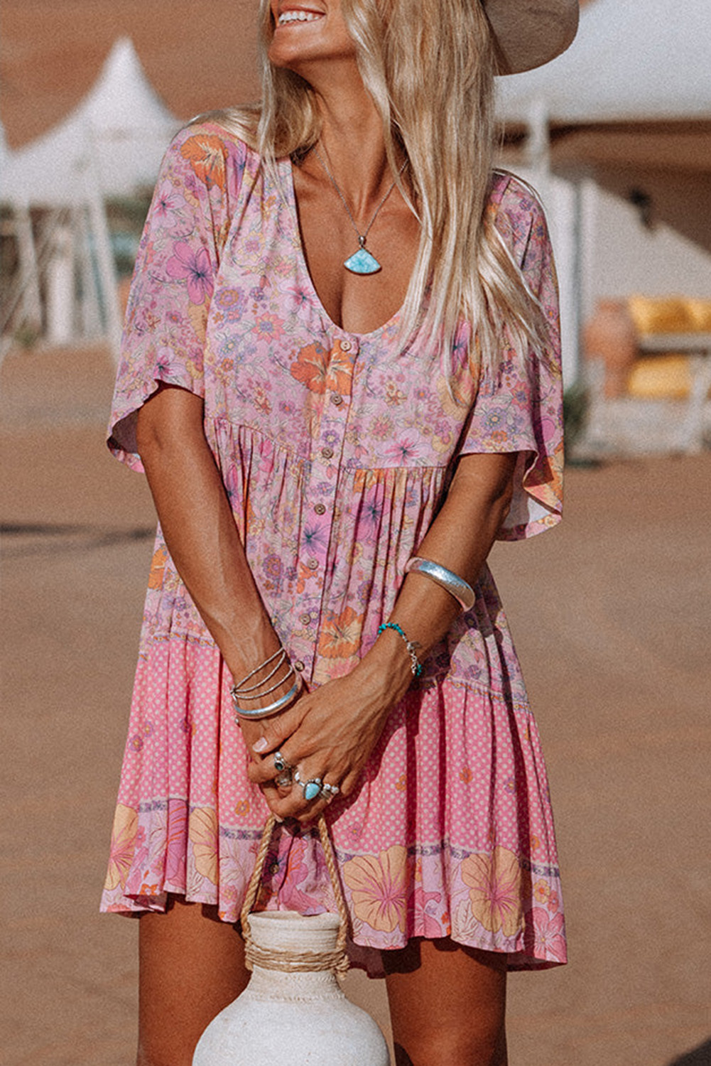 Cheetah Casual Long Sleeve Button Up Shirt Dress