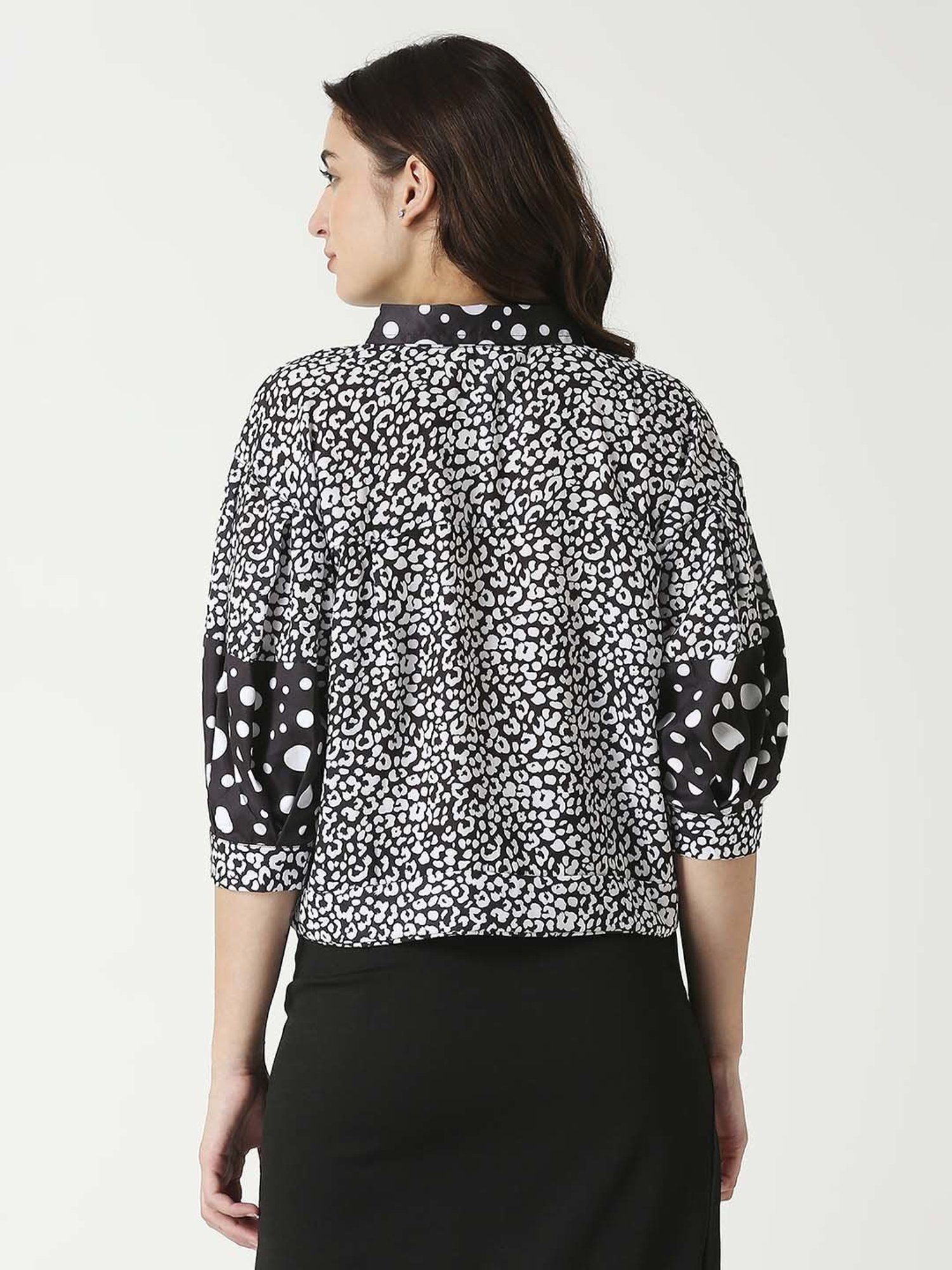 Remanika Black Cotton Printed Shirt