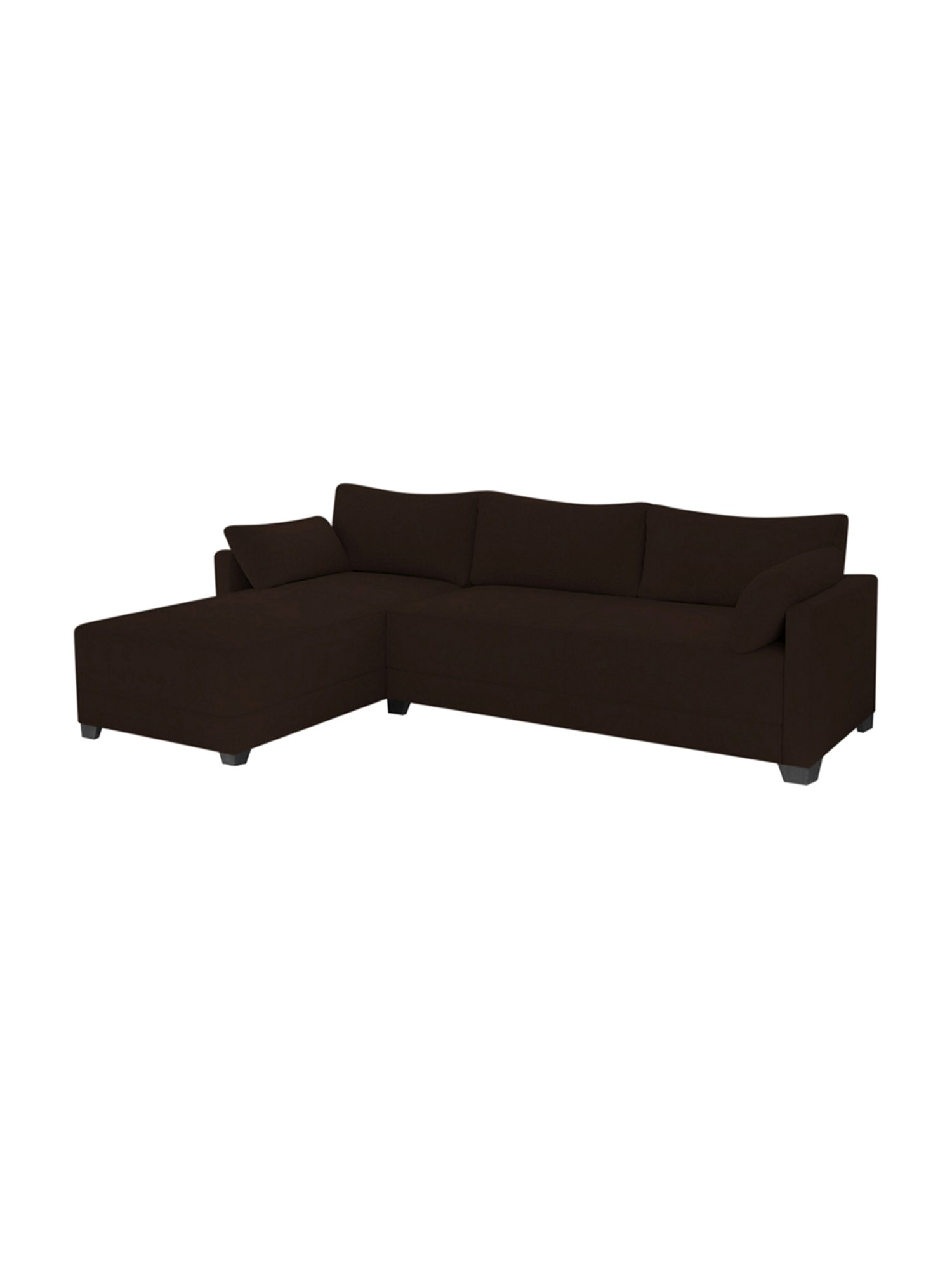 Trevi Duke Brown Fabric & Neem Wood 6 Seater LHS Sectional Sofa