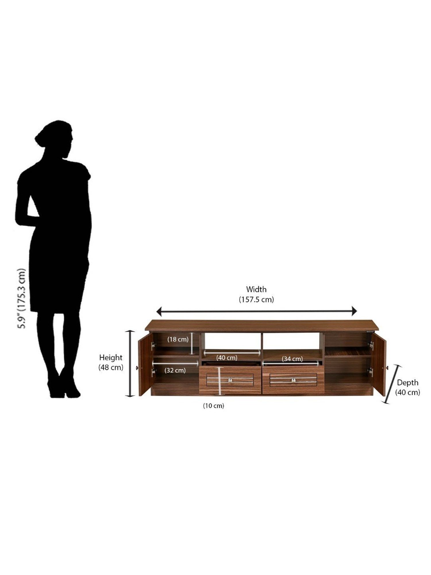 Nilkamal Cora White Engineered Wood TV Entertainment Unit with 2 Shelves