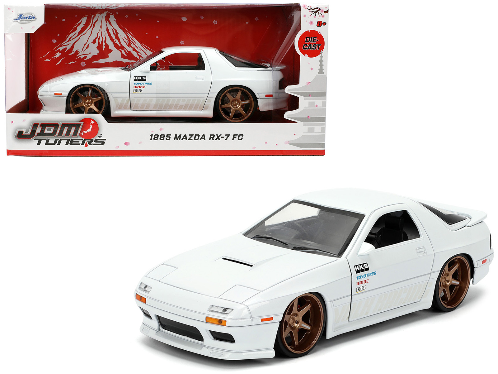 Mazda RX7 (FD3S) LB-Super-Silhouette RHD (Right Hand Drive) #55 Green and Orange with Graphics "Tokyo Auto Salon 2024 - Malaysia Diecast Expo 2024" 1/64 Diecast Model Car by Inno Models