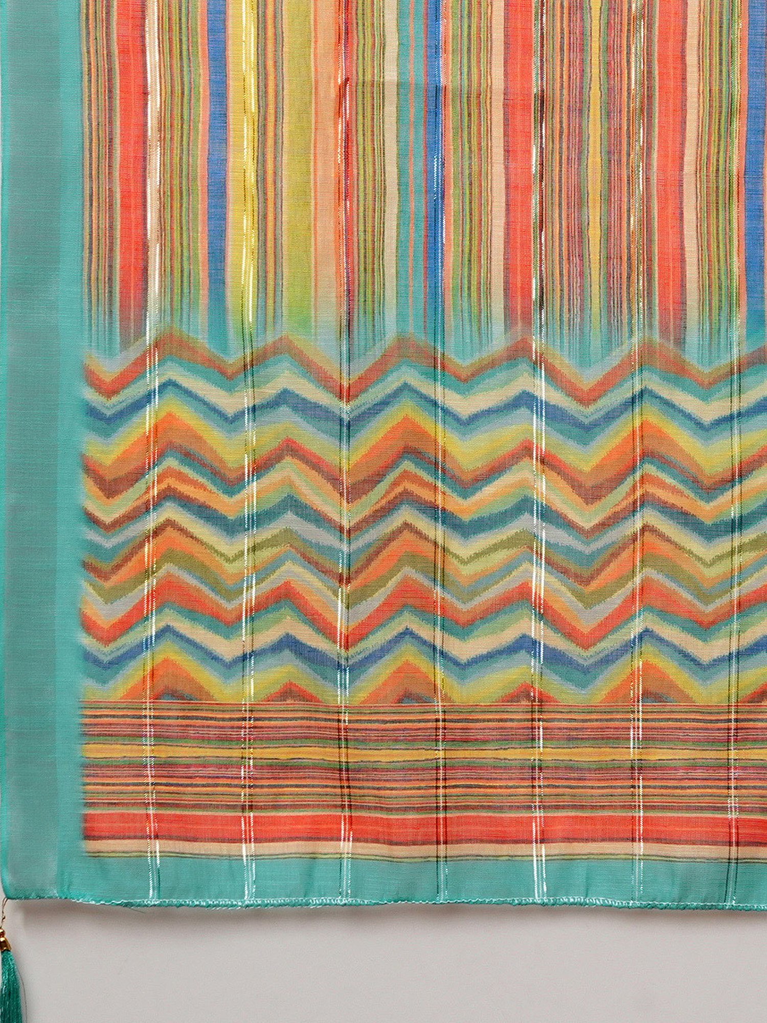 Globus Multicolor Silk Striped Dupatta