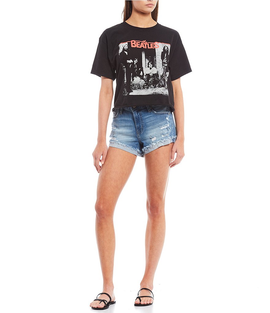 Celebrity Pink Mid-Rise 3#double; Inseam Frayed Flip Cuff Shorts