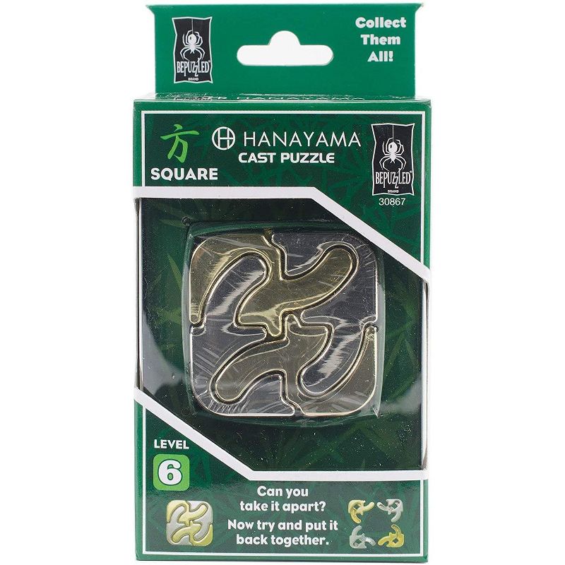 University Games Hanayama Level 6 Cast Metal Brain Teaser Puzzle - Square