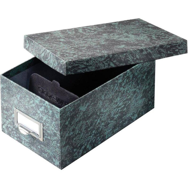 Globe Weis Card File Box w/Lid 1000 Card Capacity 4"x6" Agate Green 94GRE