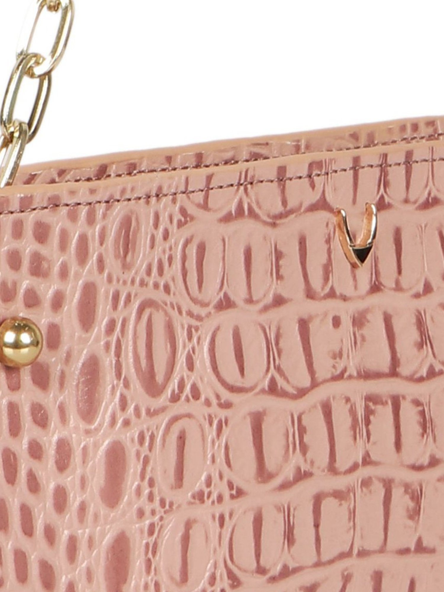 Hidesign Pink Textured Medium Shoulder Handbag