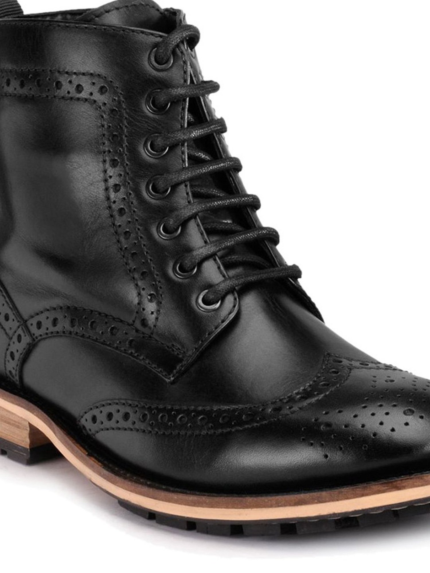 Teakwood Leathers Men's Black Brogue Boots