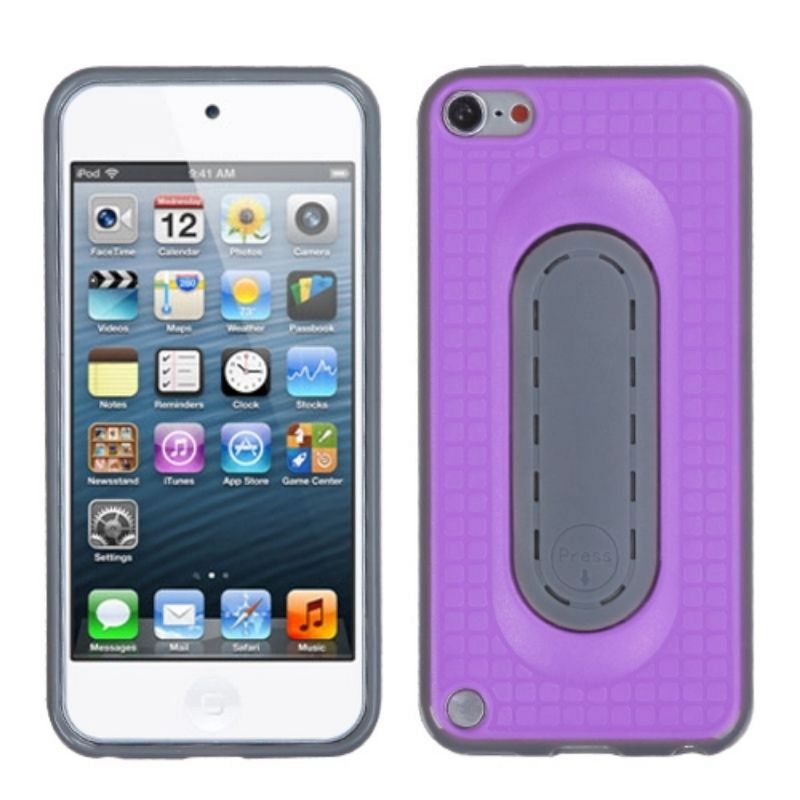 MYBAT For Apple iPod Touch 5th Gen/6th Gen Purple Gray Checker Skin Case w/stand