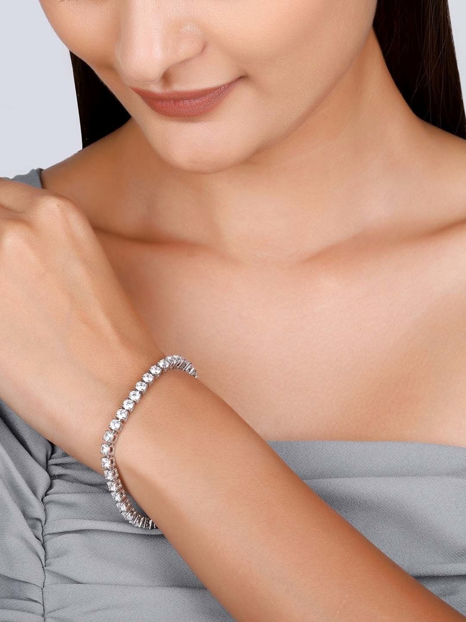 GIVA 92.5 Sterling Silver Sparkly Elegant Bracelet for Women
