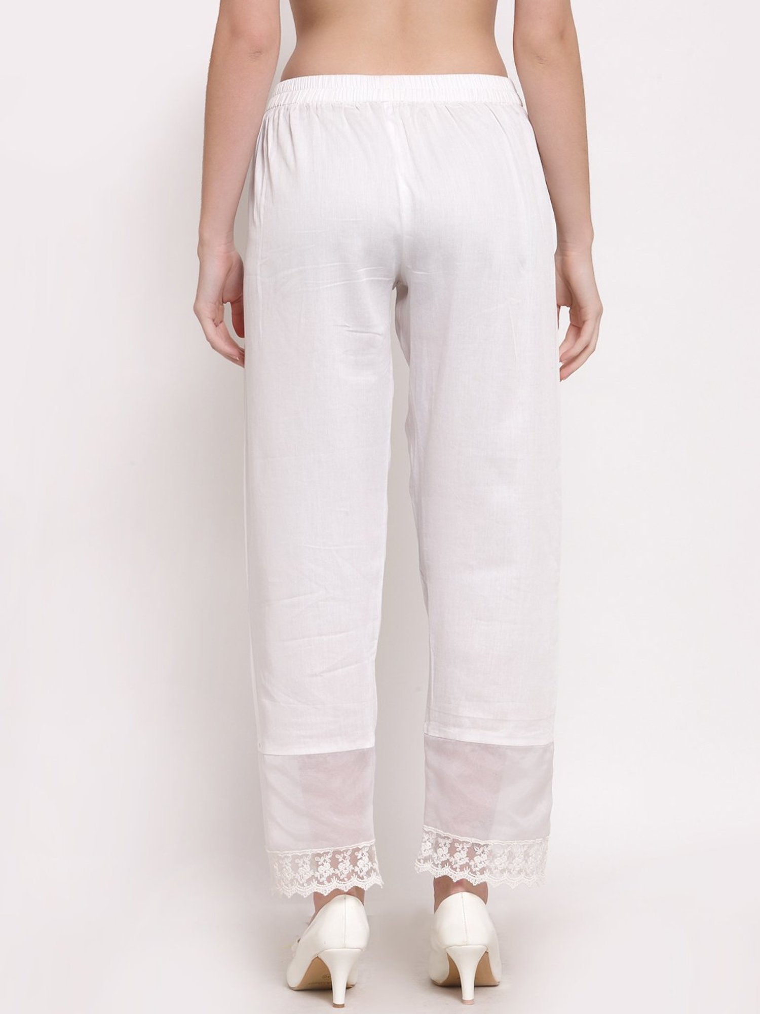 DART STUDIO White Relaxed Fit Palazzos