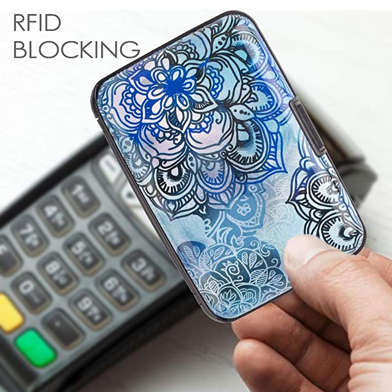 RFID Blocking Business Card Holder Card Organizer Credit Card Protector Aluminum ID Case Slim Metal Wallet for Women or Men (Black)
