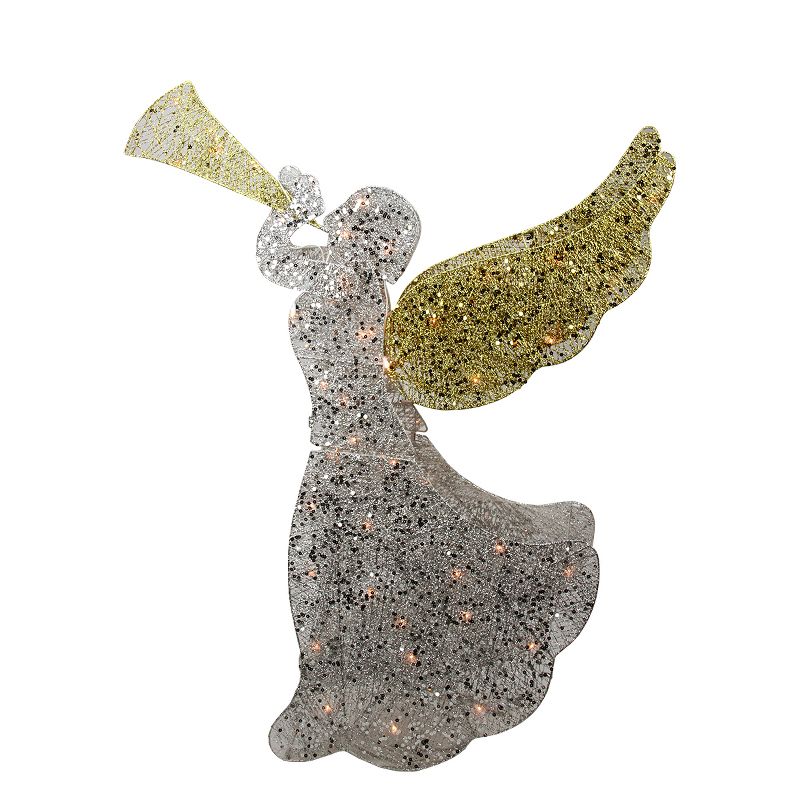 Penn 46" Lighted Two-Sided Inspirational Angel with Trumpet Outdoor Christmas Yard Art Decoration