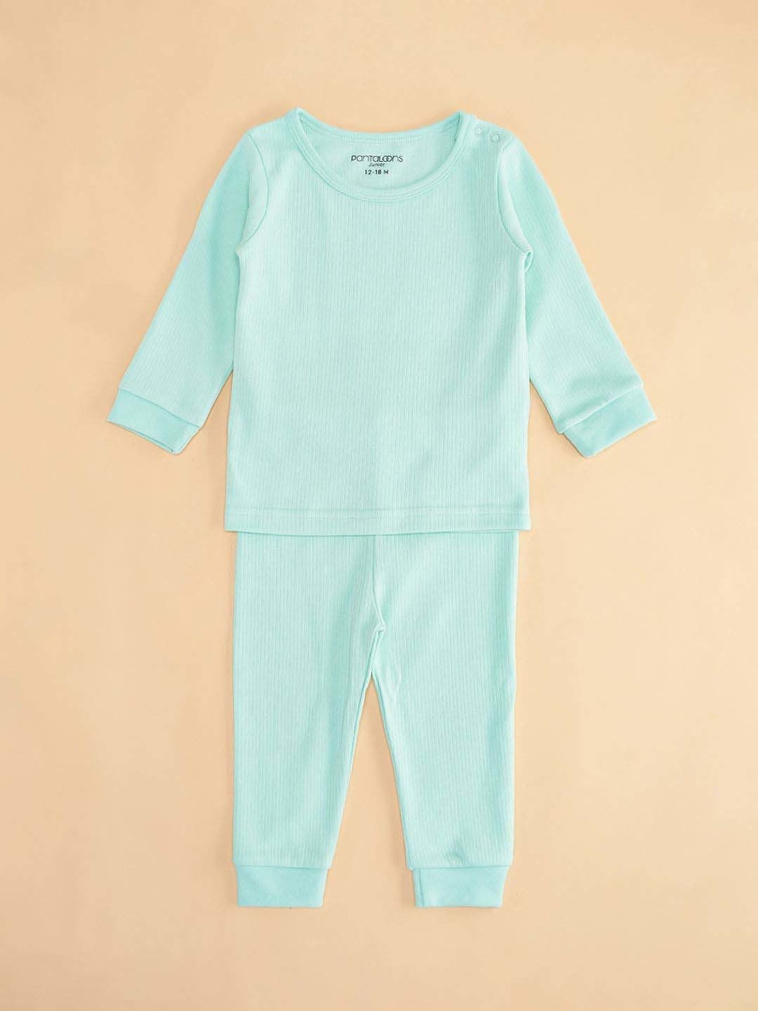 Pantaloons Baby Kids Mint Green Regular Fit Full Sleeves Thermal Set