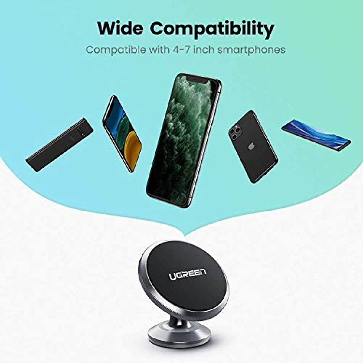 UGREEN Magnetic Car Phone Holder Dashboard with Metal Plates Bundle Compatible for iPhone 11 Pro Max iPhone XR XS X 8 7 6 Plus 6S, Samsung Galaxy S20 Ultra S10 S9 S8, Note 10 9 8, Google Pixel 4 3a XL