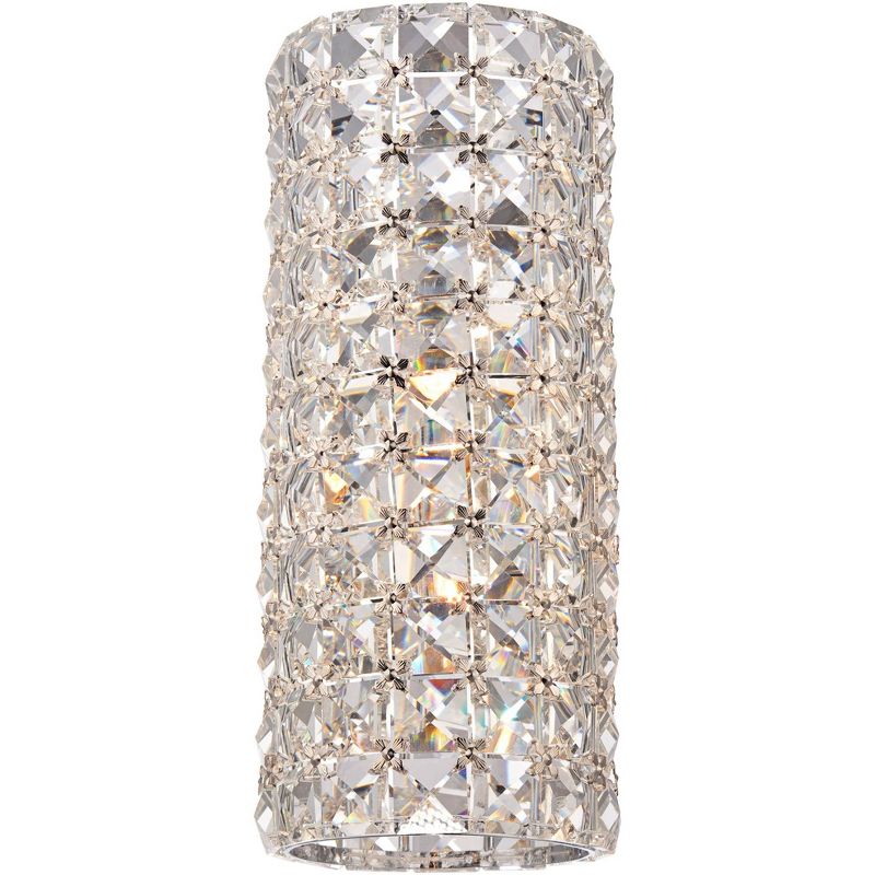 Vienna Full Spectrum Modern Wall Light Sconce Chrome Hardwired 10 1/4" High Fixture Crystal Cylinder for Bedroom Bathroom Hallway