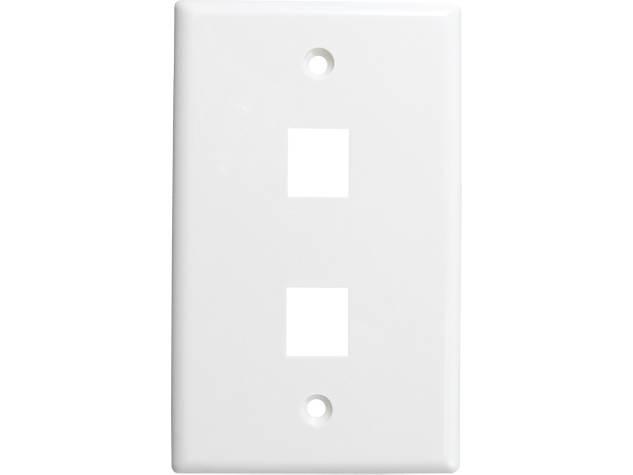 2-Port-Cavity White Keystone Wall Plate 2.3-4Wx4.1-2H UL Flush QTY 10