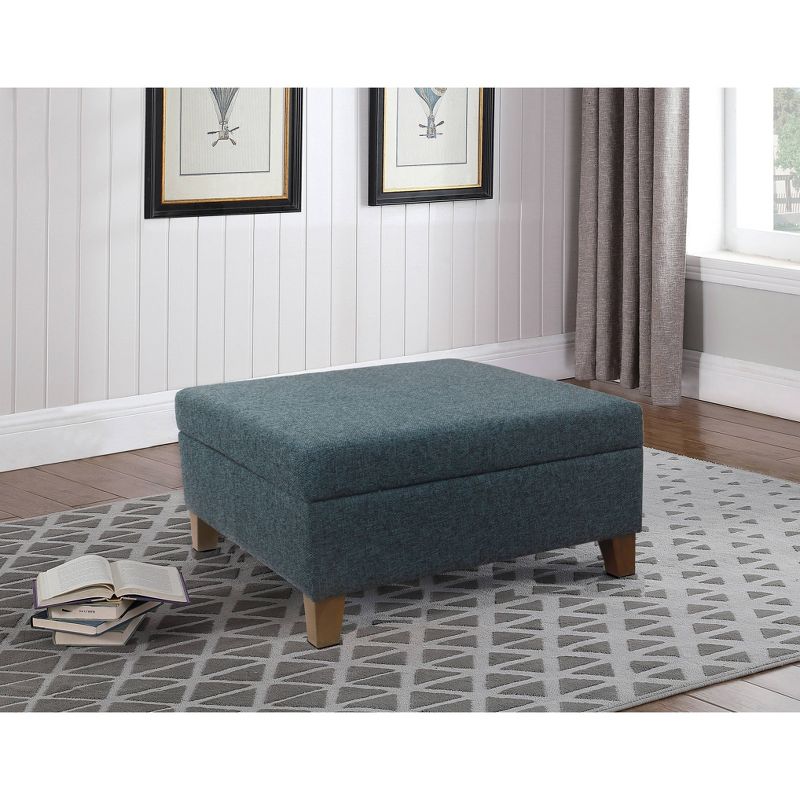 32" Luxury Square Storage Ottoman Textured Navy - HomePop