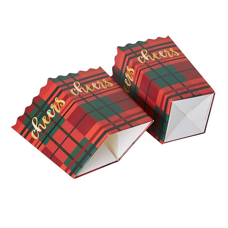 Juvale 100 Pack Cheers Plaid Popcorn Treat Boxes for Holiday Parties and Movies (3.3 x 5.5 in)