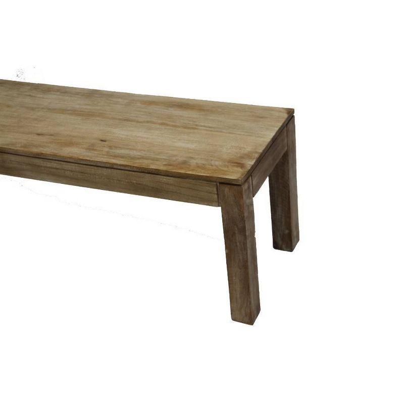 Mango Wood Outdoor and Indoor Bench with Block Leg Support Brown - The Urban Port