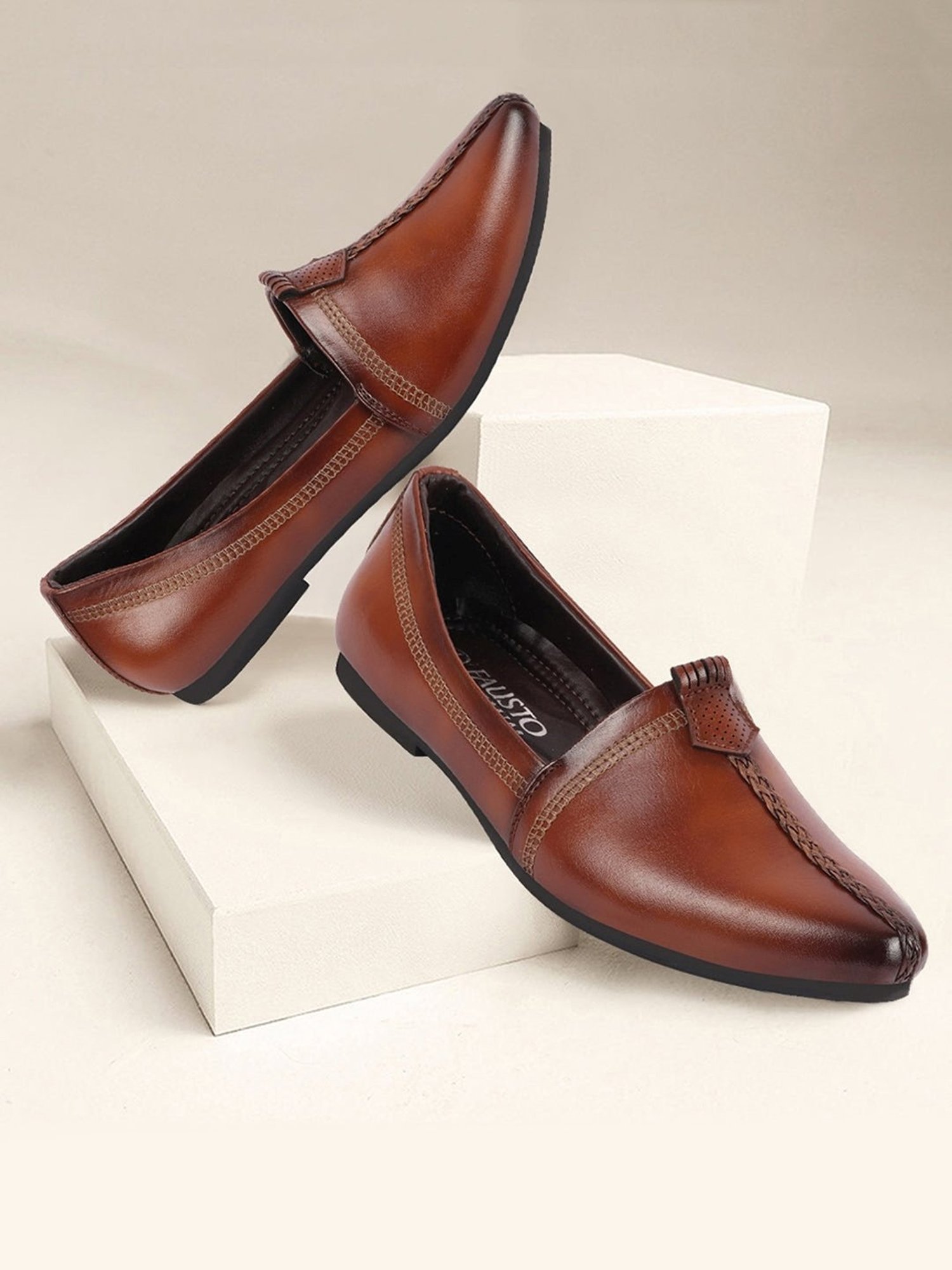 Fausto Men's Tan Ethnic Juttis