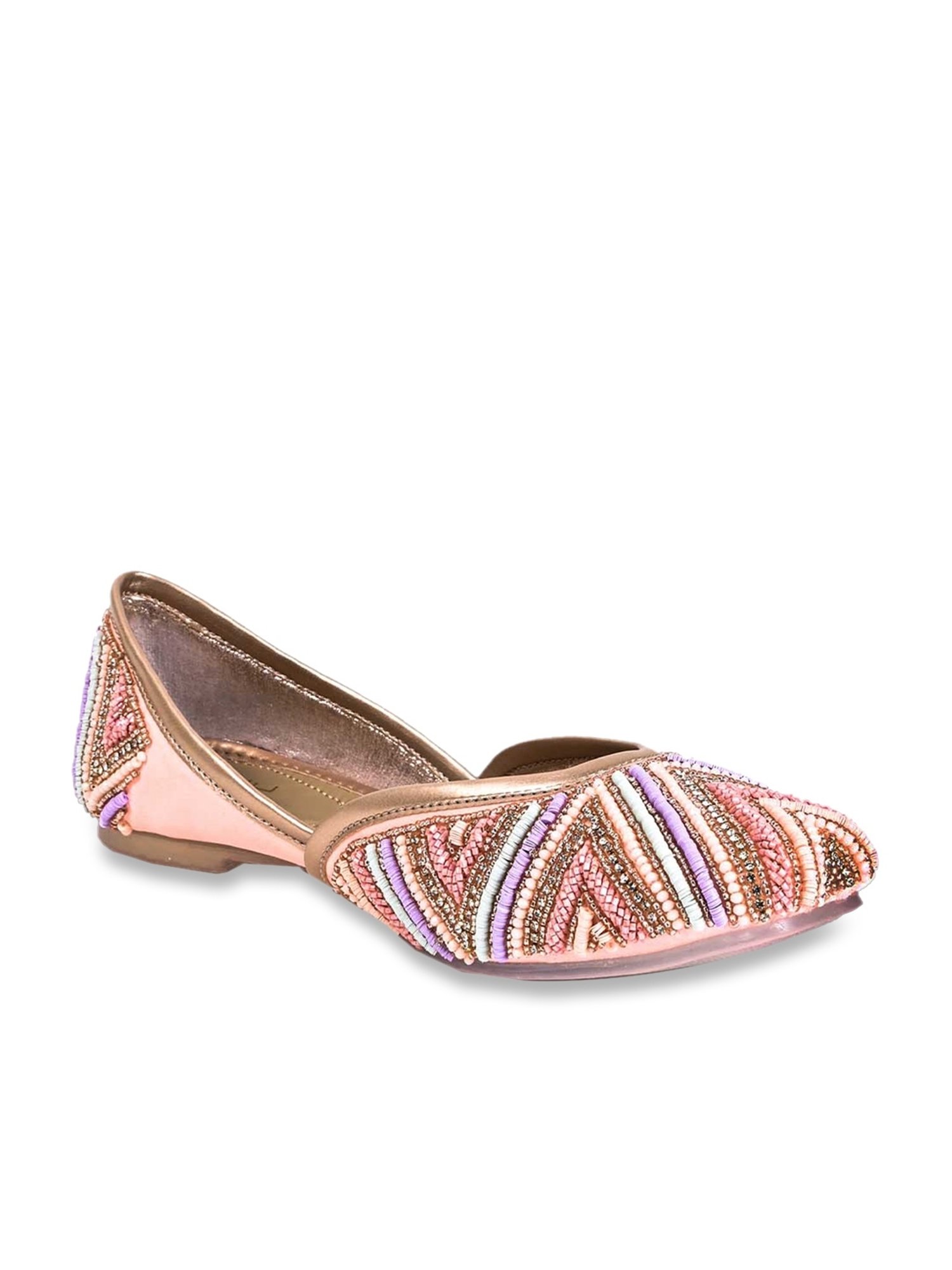 Jove Women's Pink Ethnic Juttis