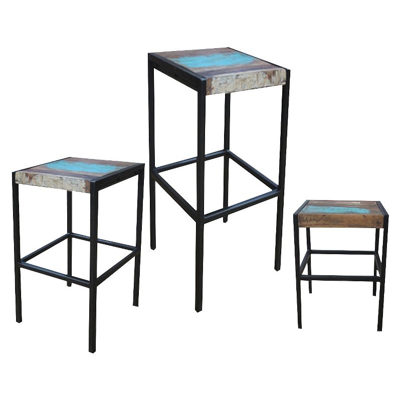 Industrial Reclaimed Wood and Iron Stool - (26H x 14W x 14D) - Natural - Timbergirl