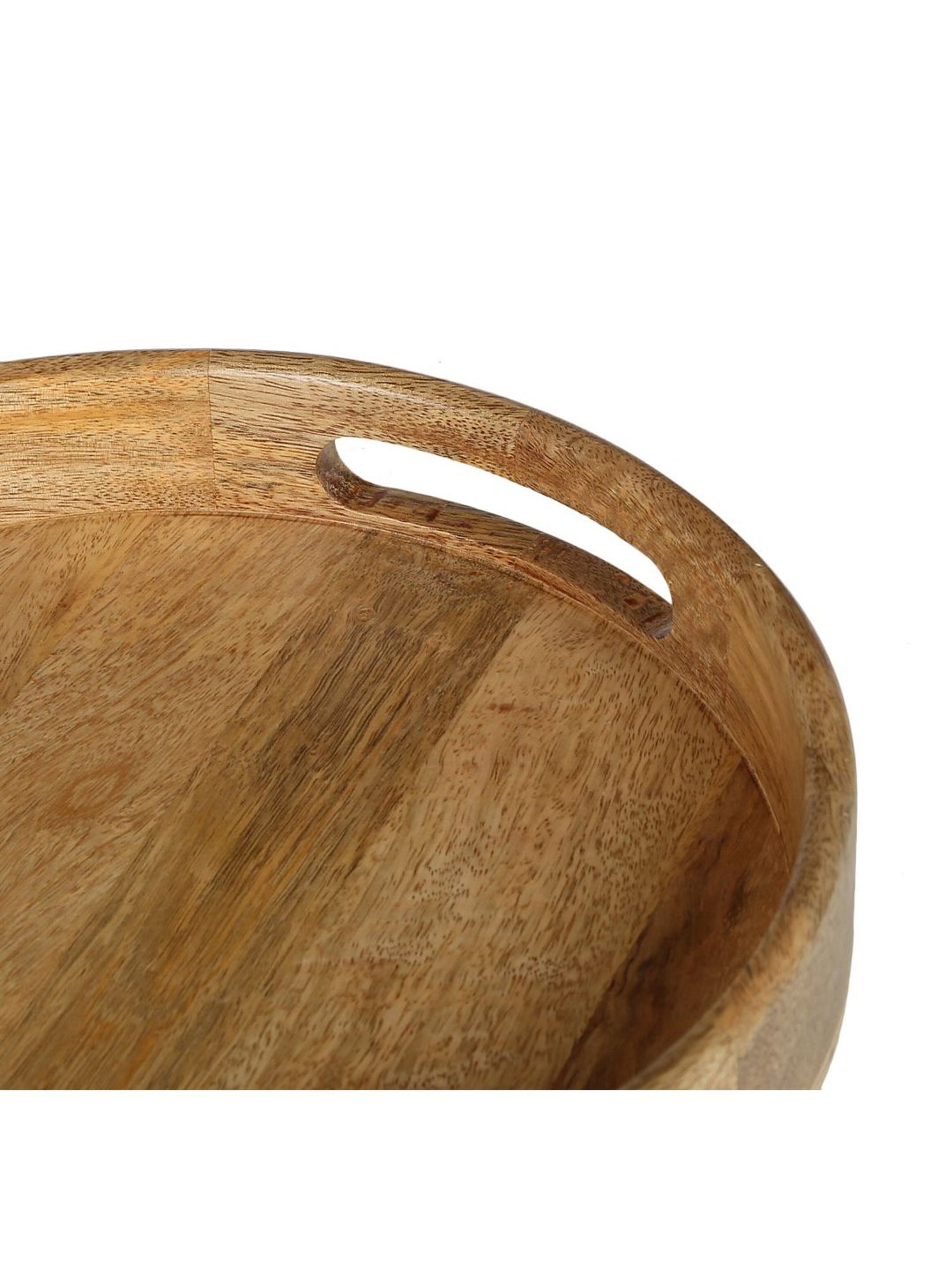 Crayton Natural Mango Wood Round Serving Tray - Set of 1