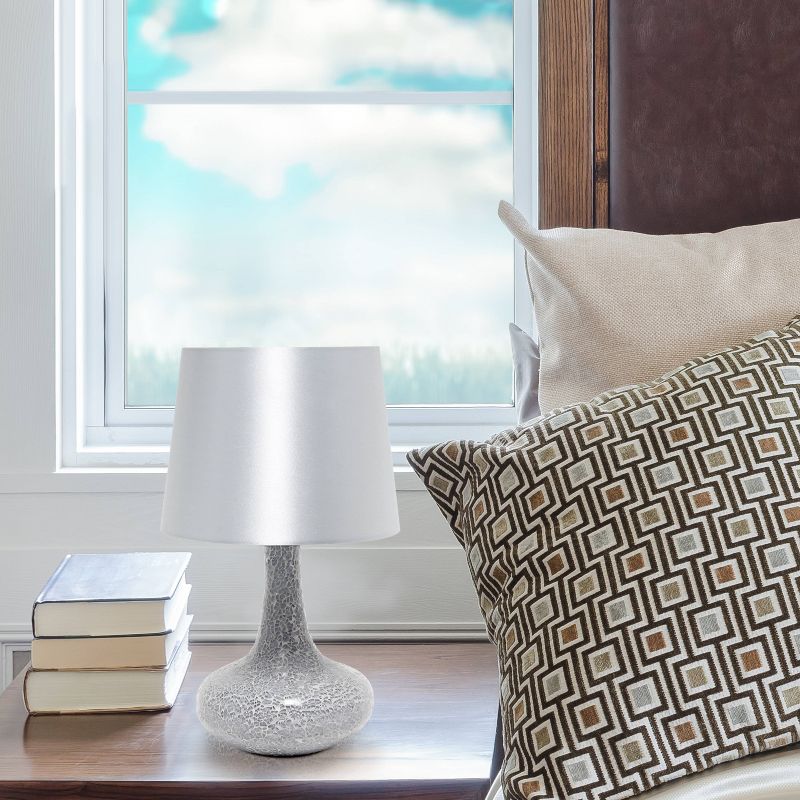 Mosaic Tiled Glass Genie Table Lamp with Fabric Shade Gray - Simple Designs