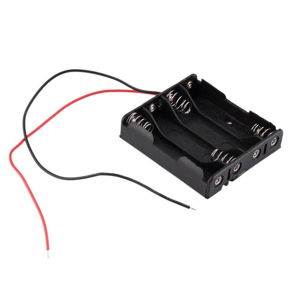 5pcs Black 3A Plastic Battery Storage Cover Case Box Holder for 4 x AAA 4-AAA Batteries with 6'' Cable Lead Soldering Connecting