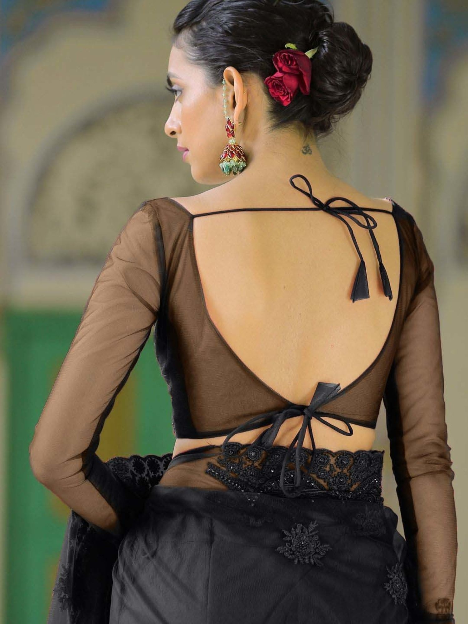 Swtantra Black Embroidered Readymade Blouse