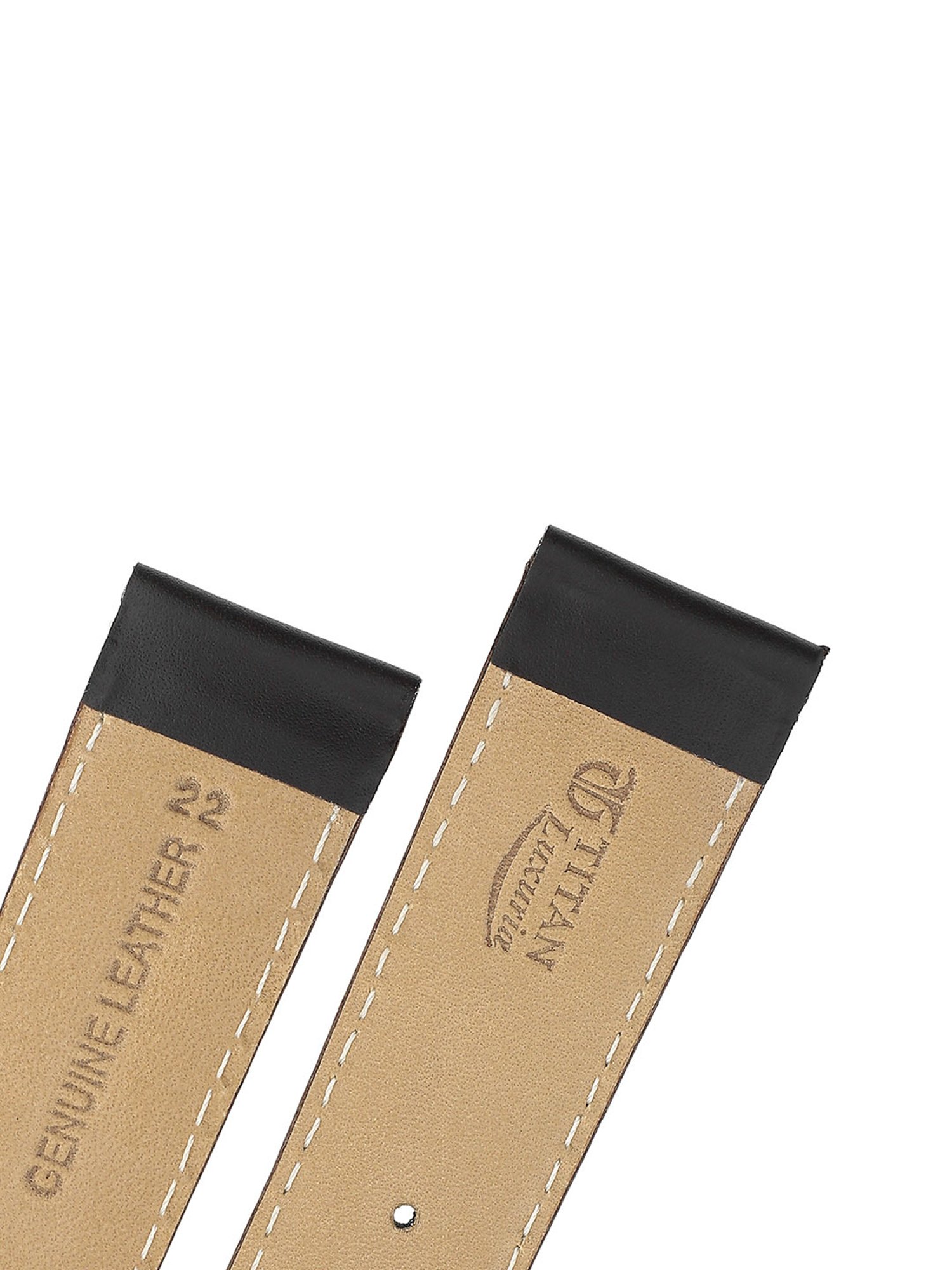 22MM BLACK Titan Genuine Leather Strap for MEN