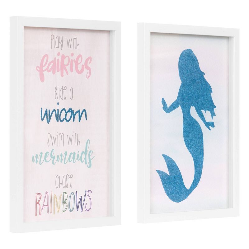 2pc 13"x17" Swim with Mermaids Framed Wall Art Print Set - Nielsen Bainbridge