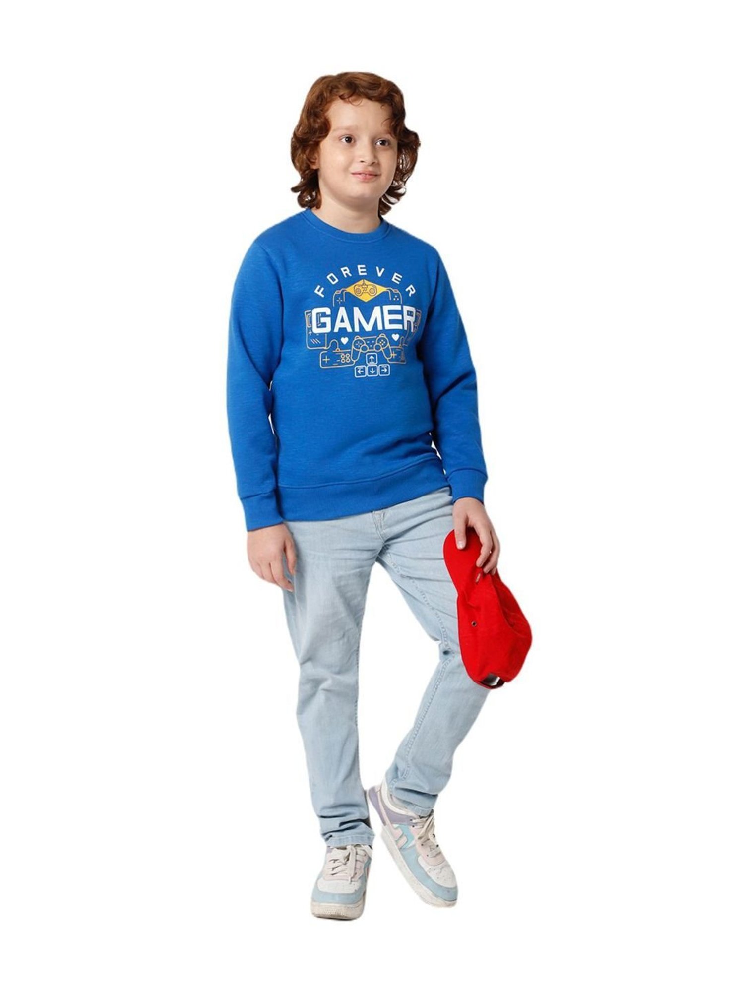 Proteens Kids Royal Blue Printed Full Sleeves Sweatshirt