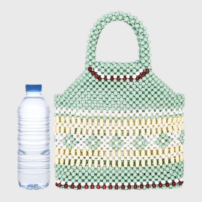VR NYC Beaded Handle Mini Satchel Handbag - Green