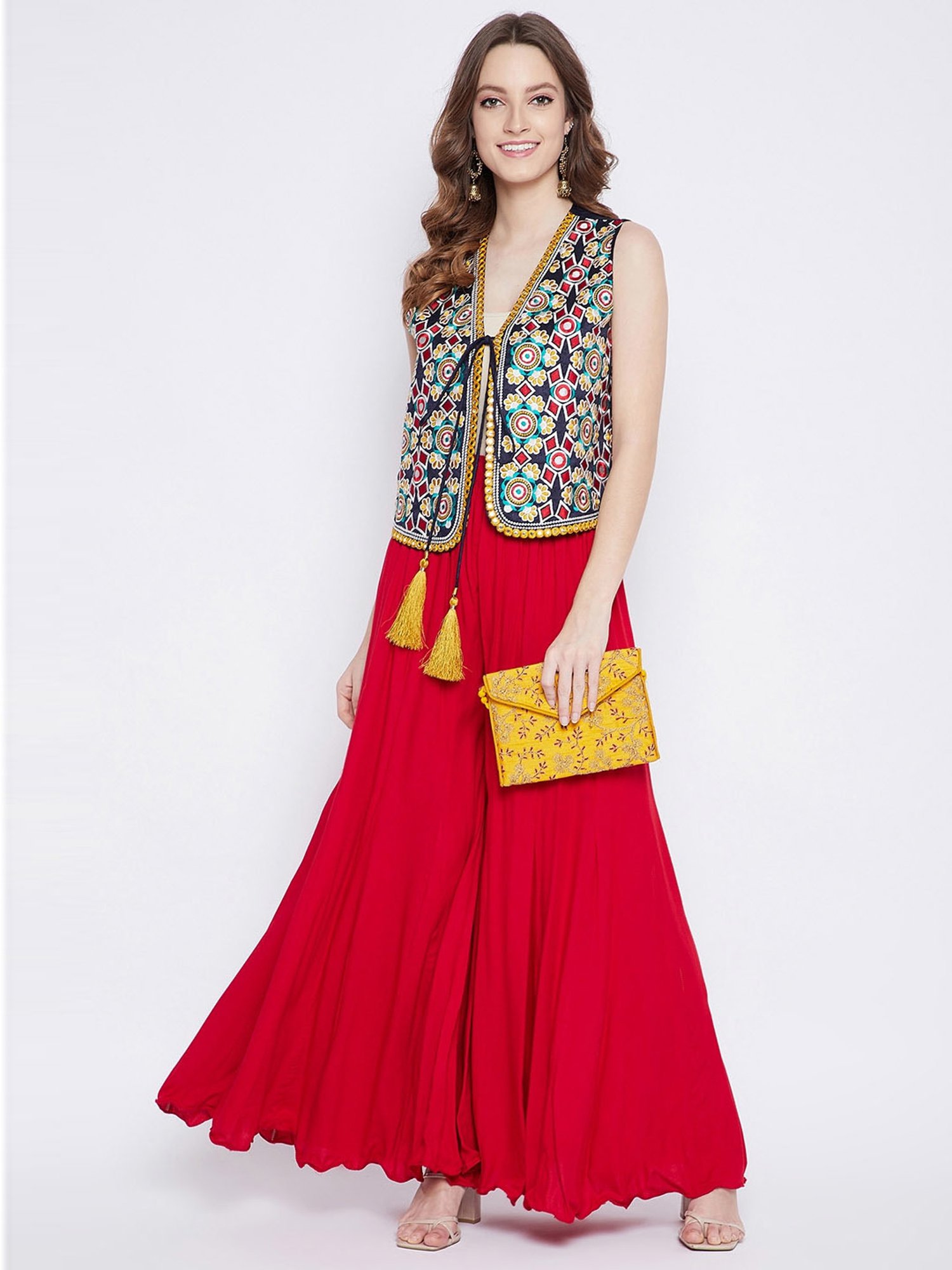 Castle Red Regular Fit Palazzos