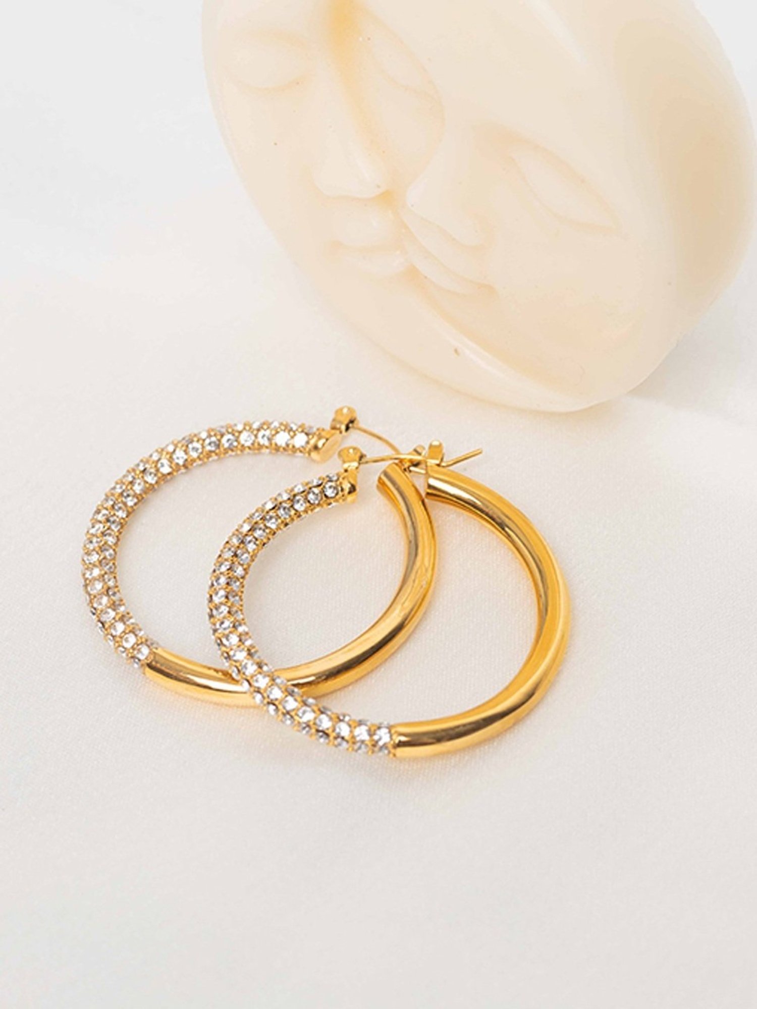 Perfectly Average Diamond Crystal CZ Studded Hoops for Women & Girls