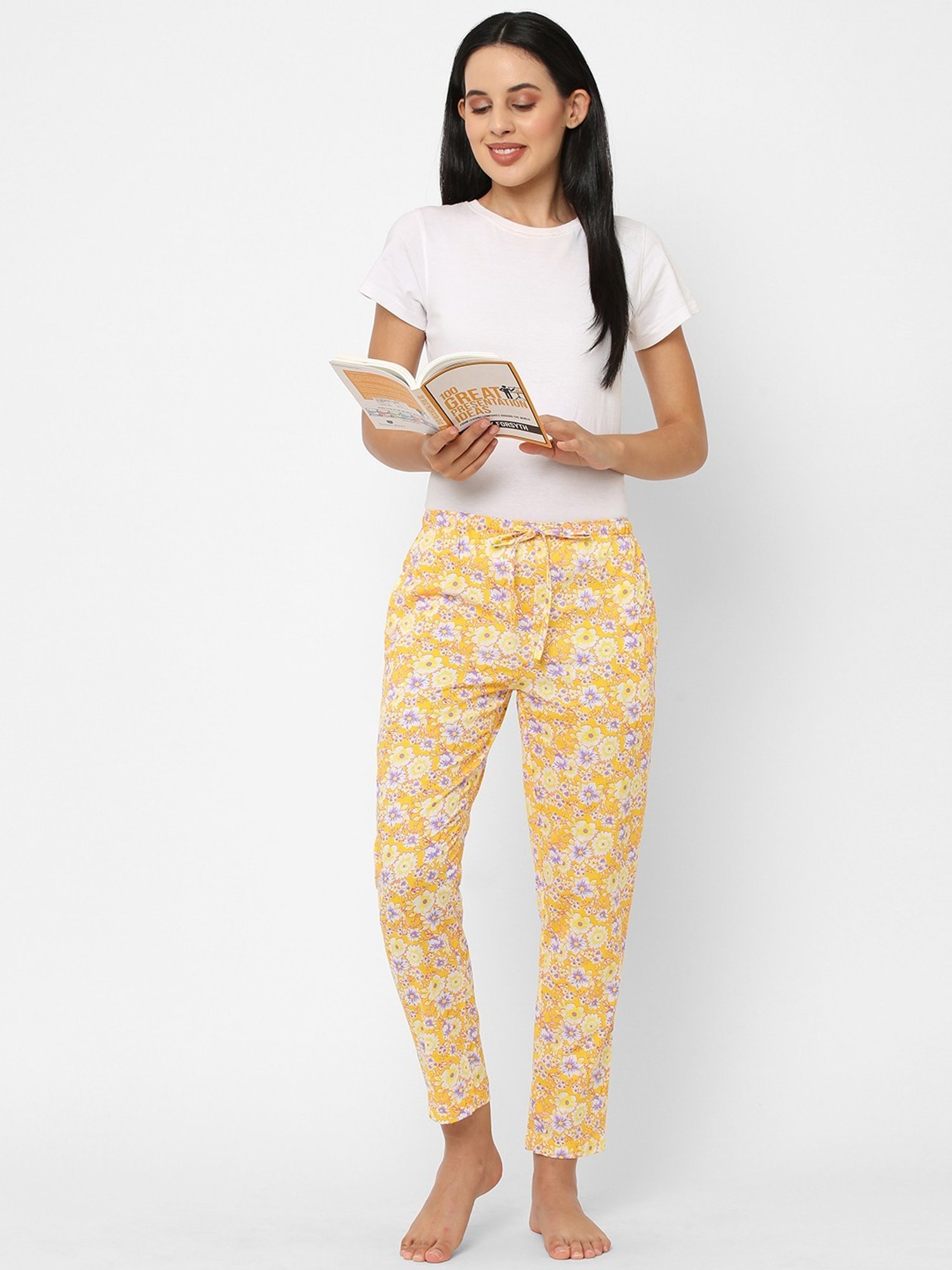 Urban Scottish Yellow Floral Print Lounge Pants