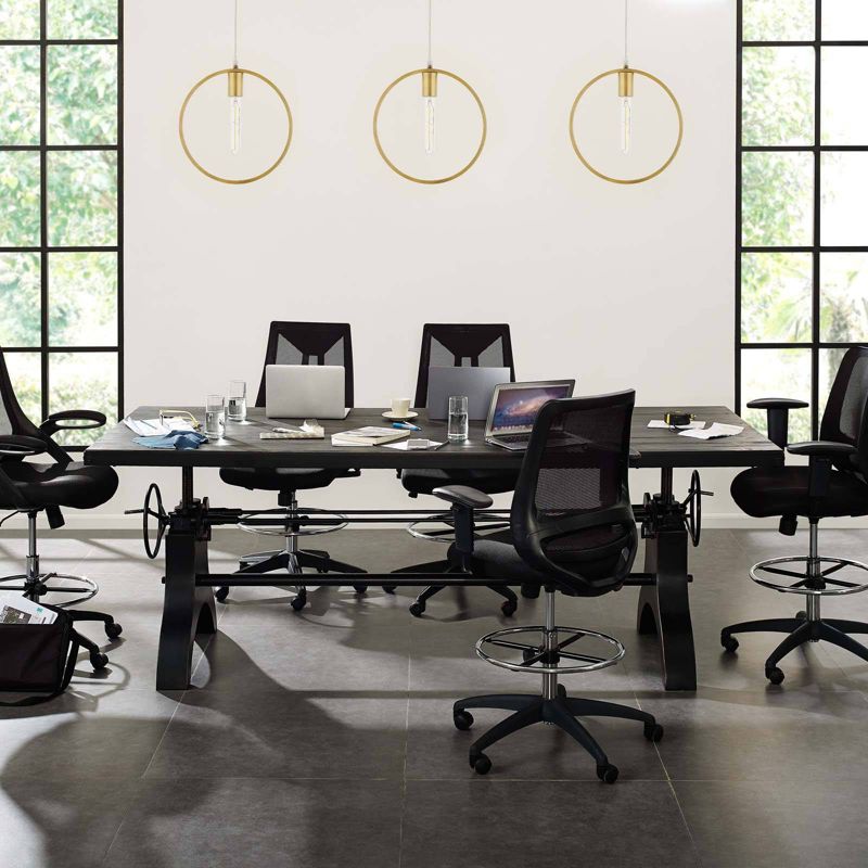 96" Genuine Crank Height Adjustable Rectangle Dining and Conference Table Black - Modway