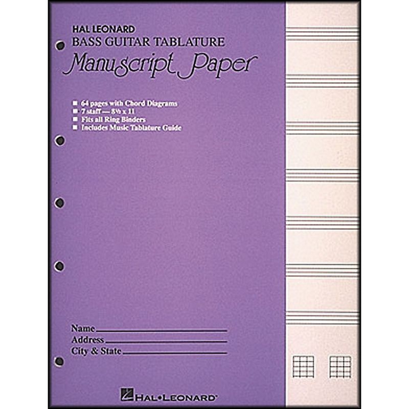 Hal Leonard Bass Guitar Tablature Manuscript Paper